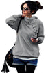 Dark Grey Button Zip Detail Warm Pocket Hoodie